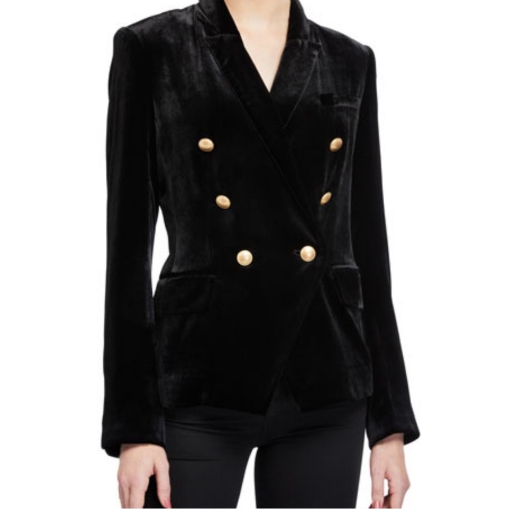 Rachel Zoe‎ Black Velvet Double Breasted Blazer.